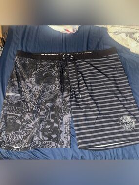 DIXXON Black and Gray Men's Swim Board Shorts